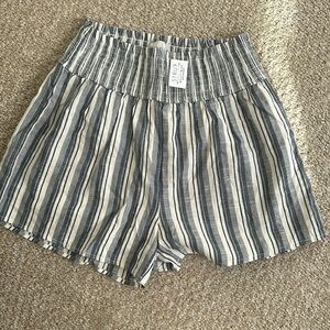 Striped High Waisted Linen Shorts NWT